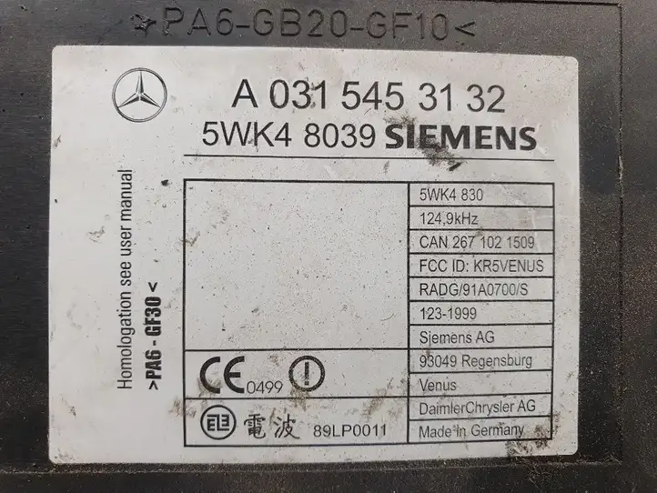 Mercedes-Benz S W220 (1998 - 2006) A0315453132 Блок бесключевого доступа — фото 2