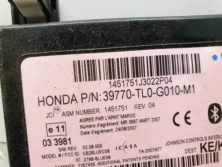 Honda Accord (2008 - 2016) 39770TL0G010M1 Bluetooth модуль — фото 2