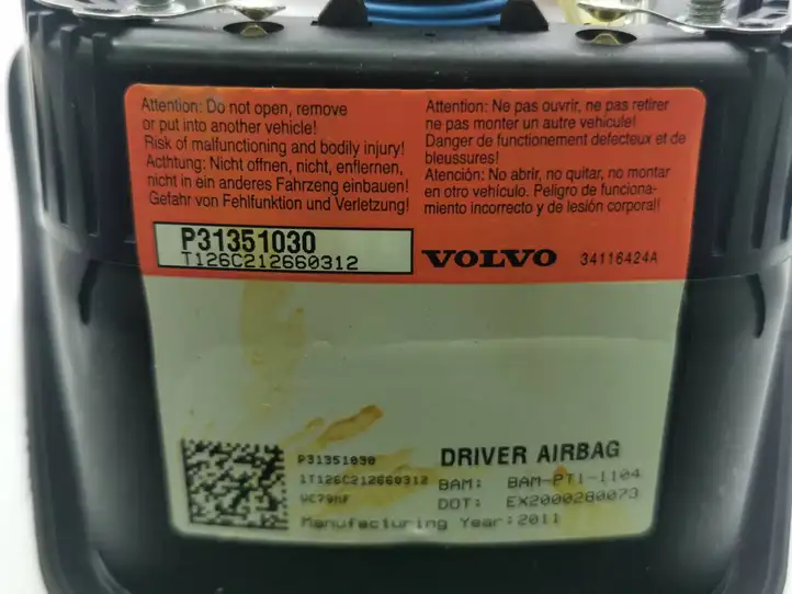 Volvo V60 (2010 - 2013) P31351030 Подушка безопасности руля — фото 2