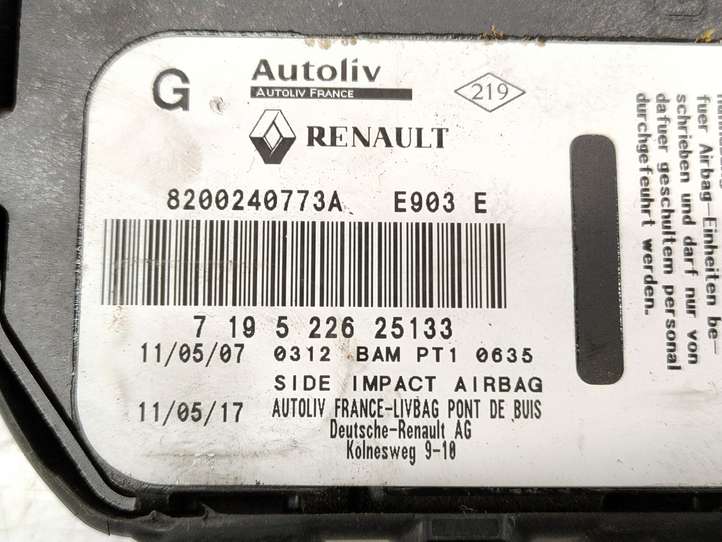 Renault Espace -  Grand espace IV (2004 - 2014)  8200240773A Подушка безопастности сиденья