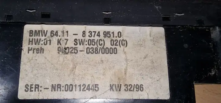 BMW 5 E39 (1996 - 2003) 64118374951 Модуль управления кондиционером — фото 3