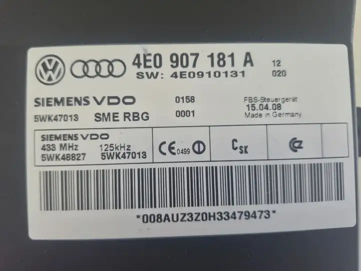 Audi A8 S8 D3 4E (2007 - 2010) 4E0907181A Блок бесключевого доступа — фото 3