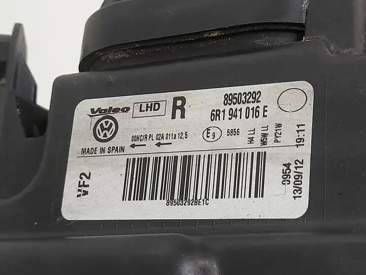 Volkswagen Polo V 6R (2009 - 2015) 6R1941016E Передняя фара — фото 9