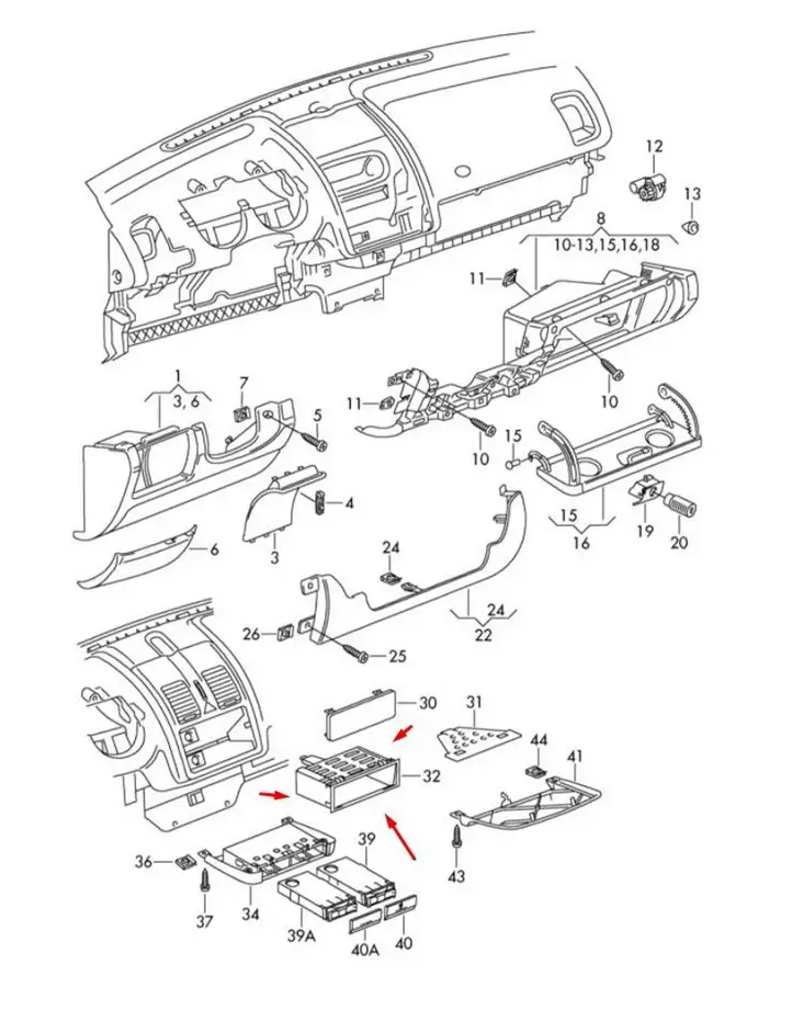 Volkswagen Golf IV (1998 - 2005) 6X0857058B Ящик центральной консоли — фото 3