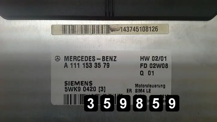 Mercedes-Benz C W203 (2000 - 2007) (W203) # 2000b 1111533579 5wk9 042 Блок управления двигателем (ЭБУ) — фото 3