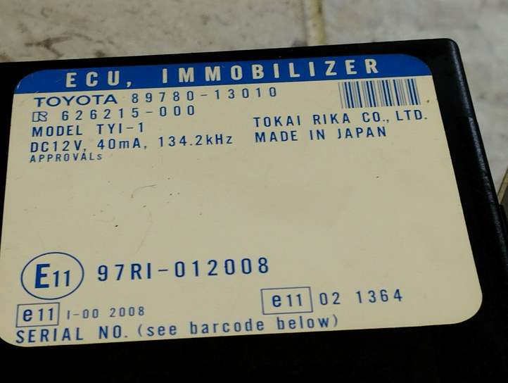 Toyota Corolla Verso E121 (2001 - 2004)  8978013010 Блок управления иммобилайзера