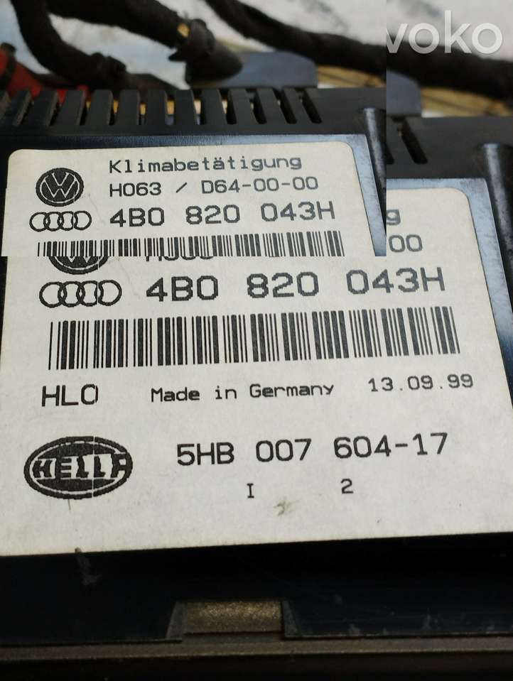 Audi A6 (1997 - 2001)  4B0820043H Блок управления кондиционера воздуха / климата/ печки (в салоне)