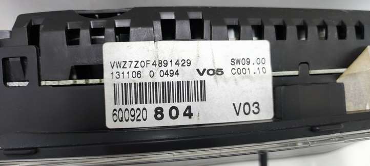Volkswagen Polo (2005 - 2009)  6Q0920804 Спидометр (приборный щиток)