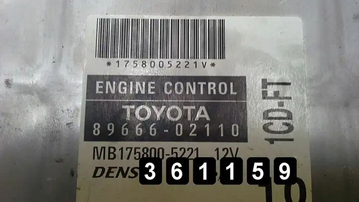 Toyota Corolla E120 E130 (2000 - 2004) 2000d4d 89666 02110 mb1758005221 Блок управления двигателем (ЭБУ) — фото 2