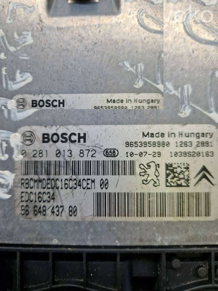 Peugeot 207 (2006 - 2009)  0281013872 Блок управления двигателя