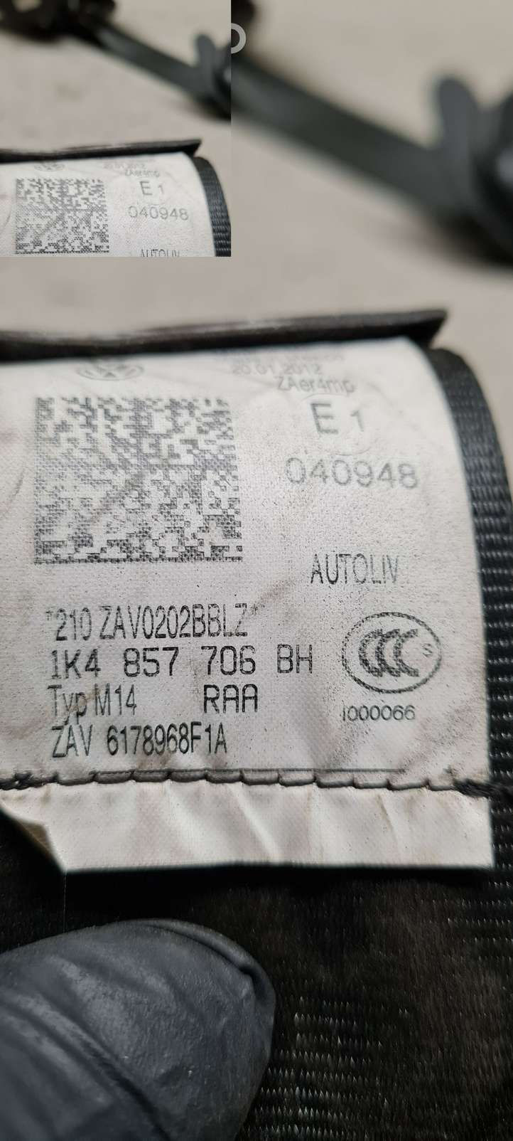 Volkswagen Golf VI (2009 - 2013)  1K4857706BH Передний ремень безопасности