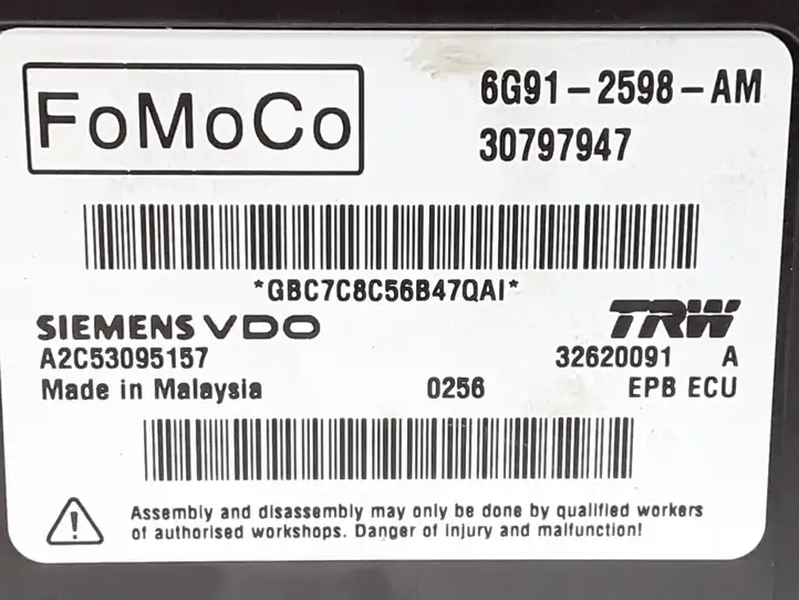 Volvo S80 (2006 - 2009) 6G912598AM Блок управления стояночным тормозом — фото 2