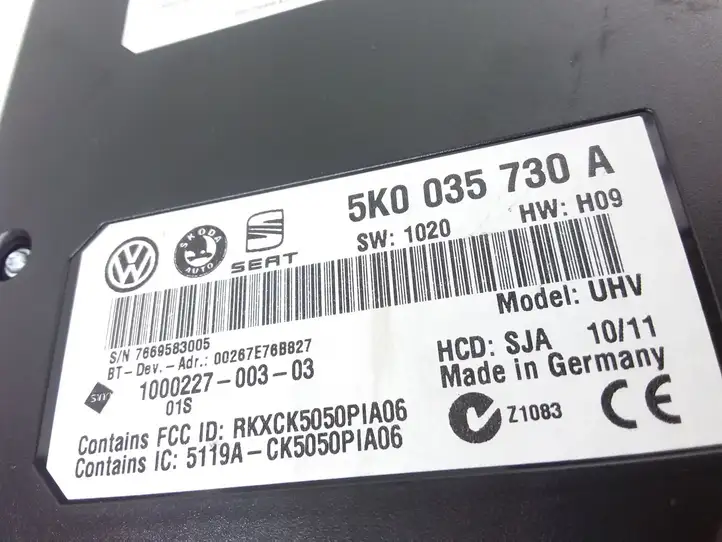 Volkswagen PASSAT B7 (2011 - 2014) 5K0035730A Bluetooth модуль — фото 3