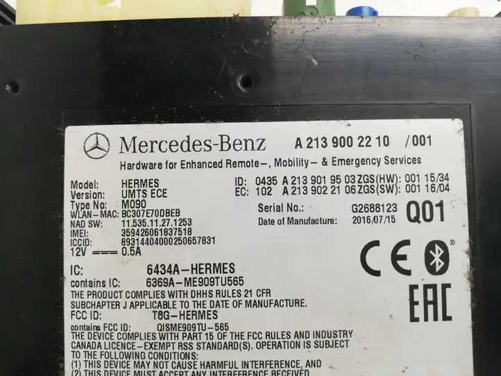 Mercedes-Benz C W205 (2014 - 2021) A2139002210 Bluetooth модуль — фото 2