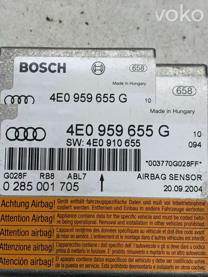 Audi A8 (2002 - 2005)  4E0959655G Блок управления надувных подушек