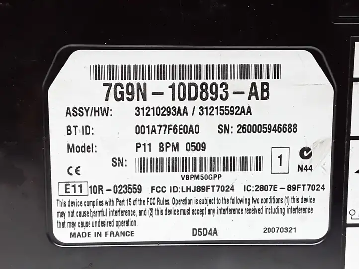 Volvo S80 (2006 - 2009) 7G9N10D893AB Bluetooth модуль — фото 2