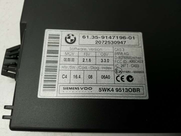 BMW 3 E92 E93 (2005 - 2014)  6139147196 Модуль блока управления CAS