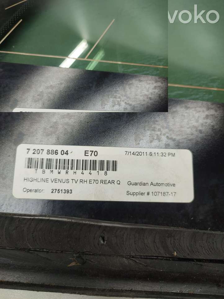 BMW X5 E70 (2006 - 2013)  7207886 Заднее боковое стекло кузова