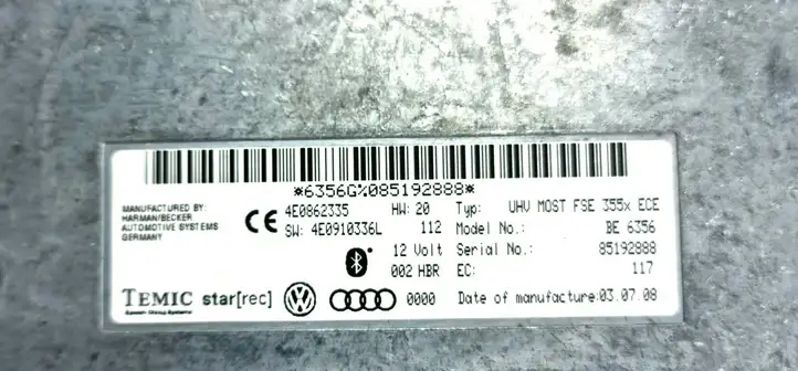 Audi A5 8T 8F (2007 - 2011) 4E0862335 Bluetooth модуль — фото 3