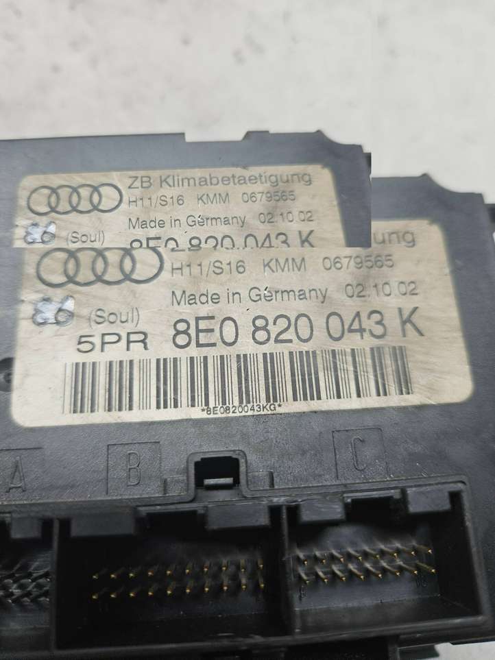 Audi A4 (2000 - 2006)  8E0820043K Блок управления кондиционера воздуха / климата/ печки (в салоне)