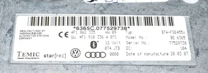 Audi A6 S6 C6 4F (2008 - 2011) 4F1910336A Bluetooth модуль — фото 2
