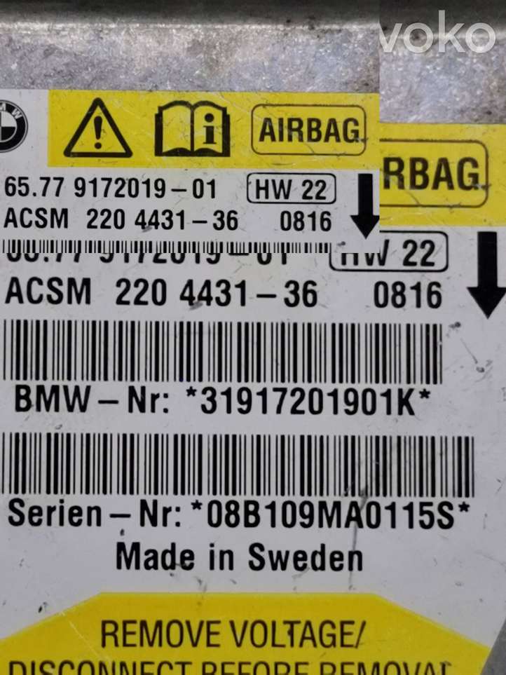 BMW 5 E60 E61 (2004 - 2010)  9172019 Блок управления надувных подушек
