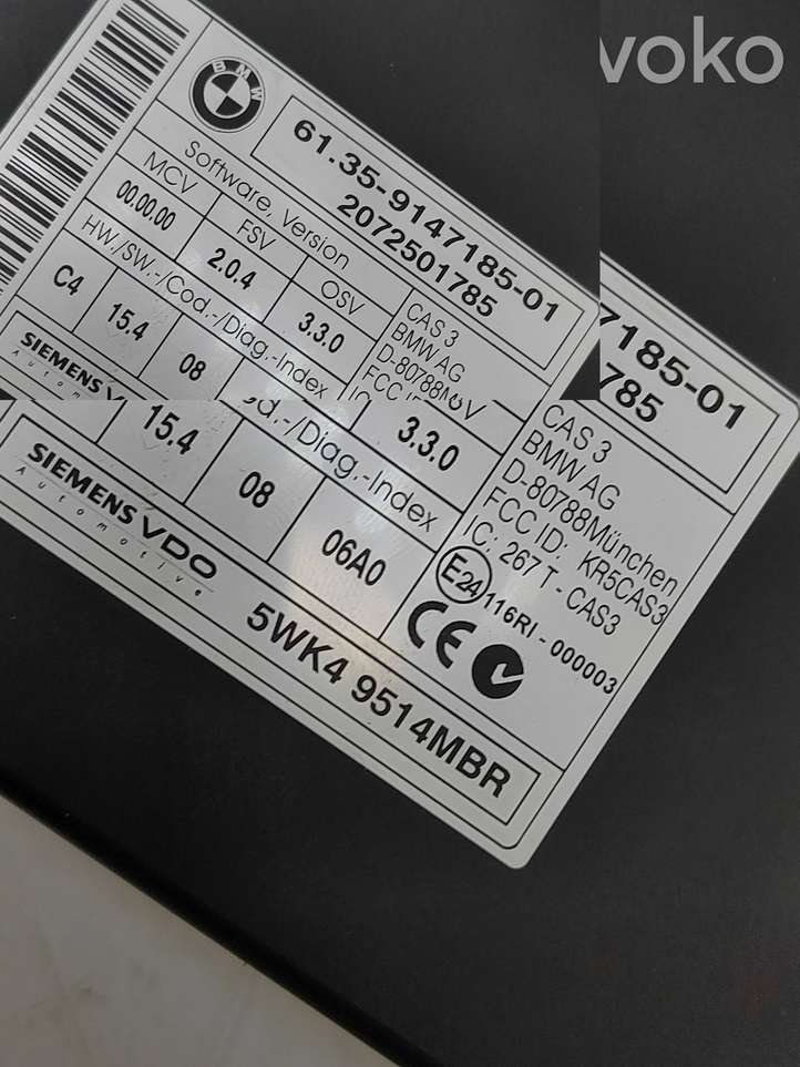 BMW 5 E60 E61 (2004 - 2010)  9147185 Модуль блока управления CAS