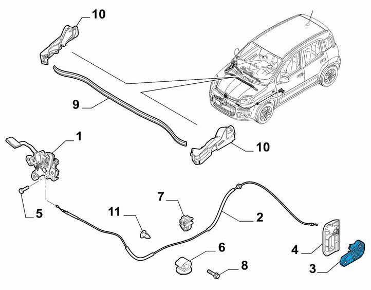 Fiat Panda III (2011 - 2018)  46833730 Ручка капота