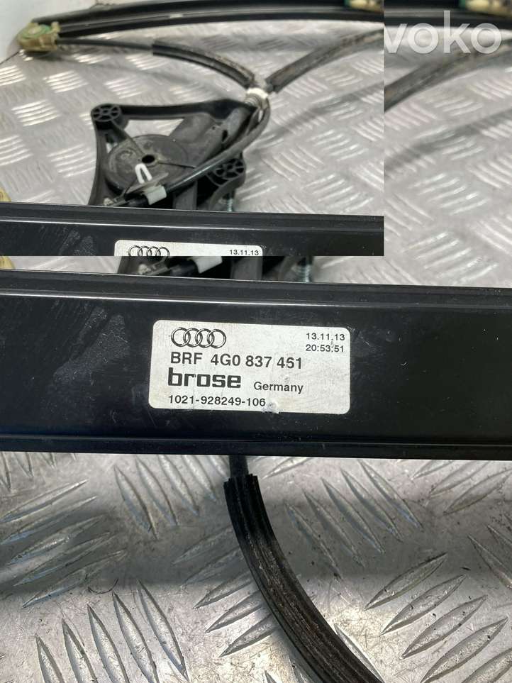 Audi A6 (2011 - 2014)  4G0837461 Механизм для электрического подъема окон передней двери (без двигателя)