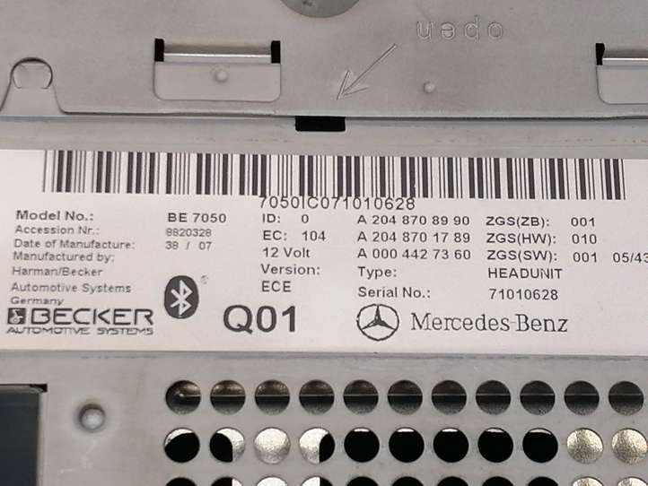 Mercedes-Benz C W204 (2007 - 2014)  A2048708990 Радио/ проигрыватель CD/DVD / навигация