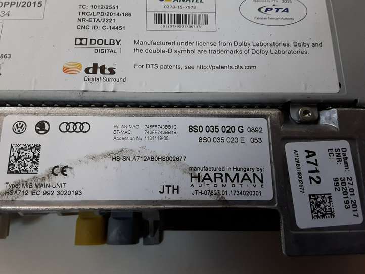 Audi TT (2014 - 2018)  8S0035020G Радио/ проигрыватель CD/DVD / навигация