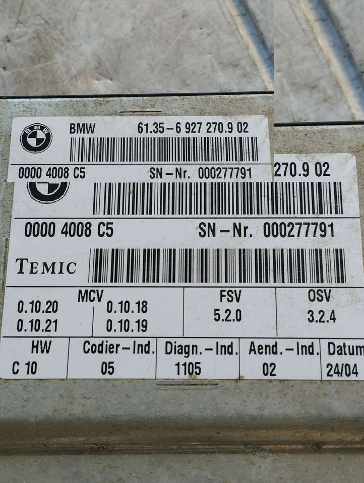 BMW 5 E60 E61 (2004 - 2010)  6927270902 Модуль управления сидением