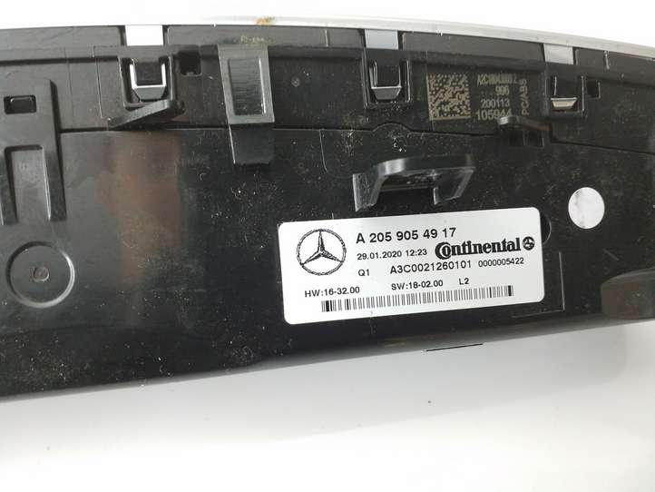 Mercedes-Benz EQC (2018 - )  A2059054917 Блок управления кондиционера воздуха / климата/ печки (в салоне)