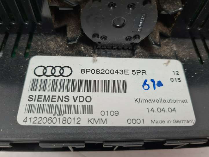 Audi A3/S3 8P (2003 - 2005)  8P0820043E Блок управления кондиционера воздуха / климата/ печки (в салоне)