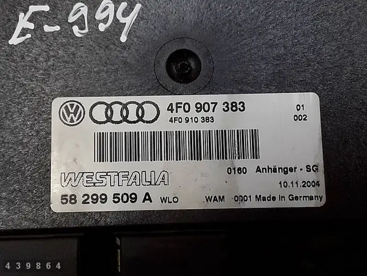 Audi A6 S6 C6 4F (2004 - 2008) 4F0907383 Блок управления фаркопом — фото 3