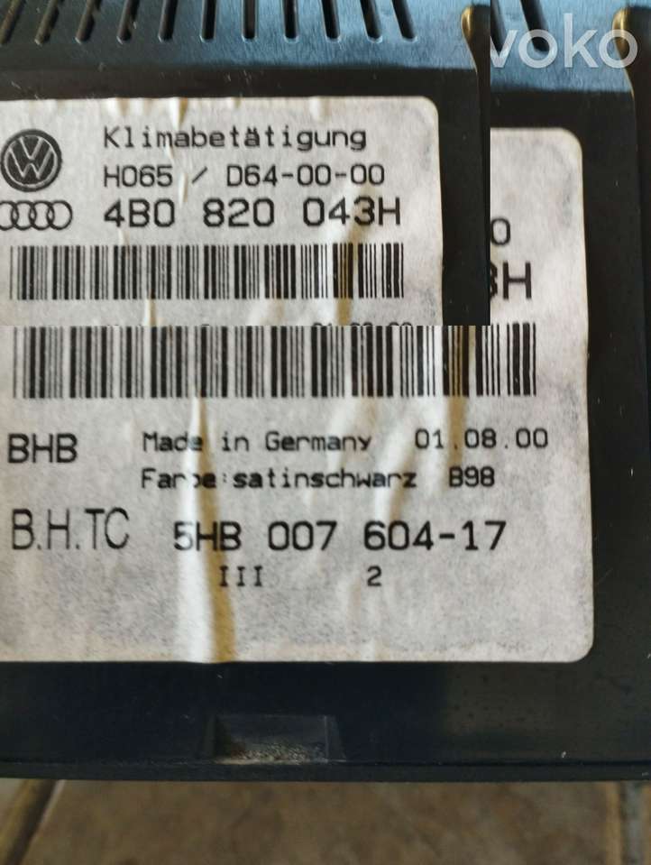 Audi A6 (1997 - 2001)  4B0820043H Блок управления кондиционера воздуха / климата/ печки (в салоне)