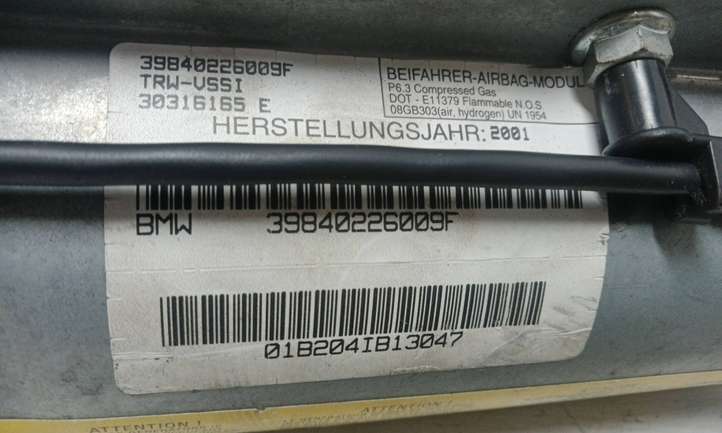 BMW X5 E53 (1999 - 2006)  39840226009F Подушка безопастности пассажира