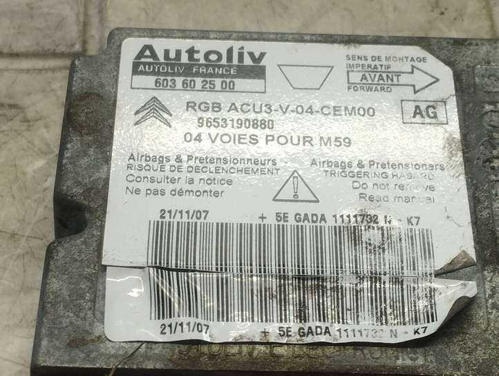 Citroen Berlingo (2003 - 2007)  9653190880 Блок управления надувных подушек