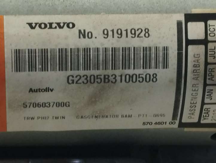 Volvo S60 (2004 - 2010)  9191928 Подушка безопастности пассажира