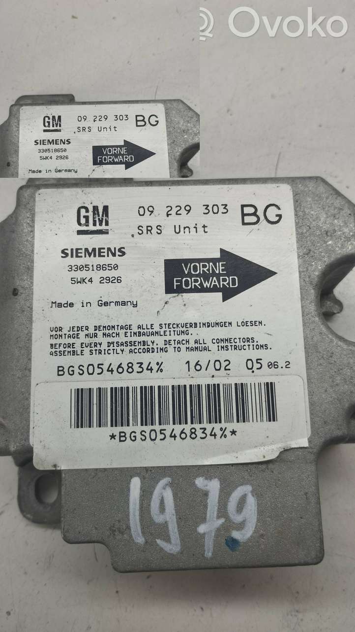 Opel Vectra (2002 - 2005)  09229303 Блок управления надувных подушек