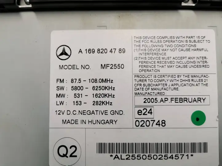Mercedes-Benz A W169 (2004 - 2012) A1698204789 Магнитола / мультимедийная система — фото 2