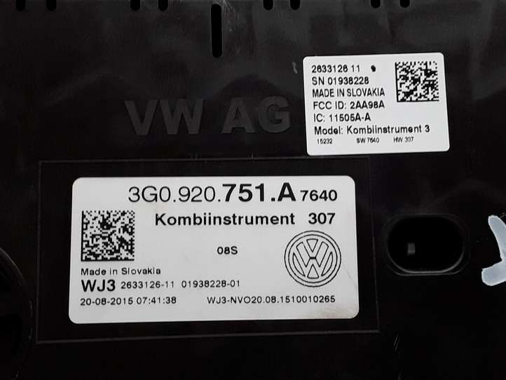 Volkswagen PASSAT B8 (2015 - )  3G0920751A Спидометр (приборный щиток)