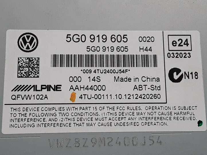 Volkswagen Golf VII (2013 - 2019)  5G0919605 Экран/ дисплей / маленький экран