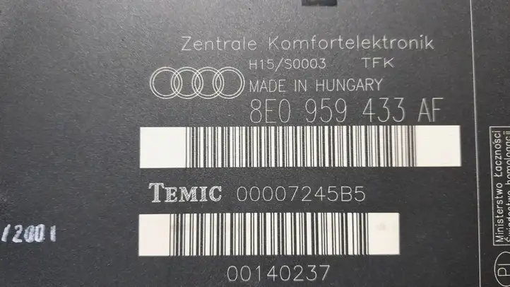 Audi A4 S4 B6 8E 8H (2000 - 2006) 8E0959433AF Модуль комфорта — фото 3