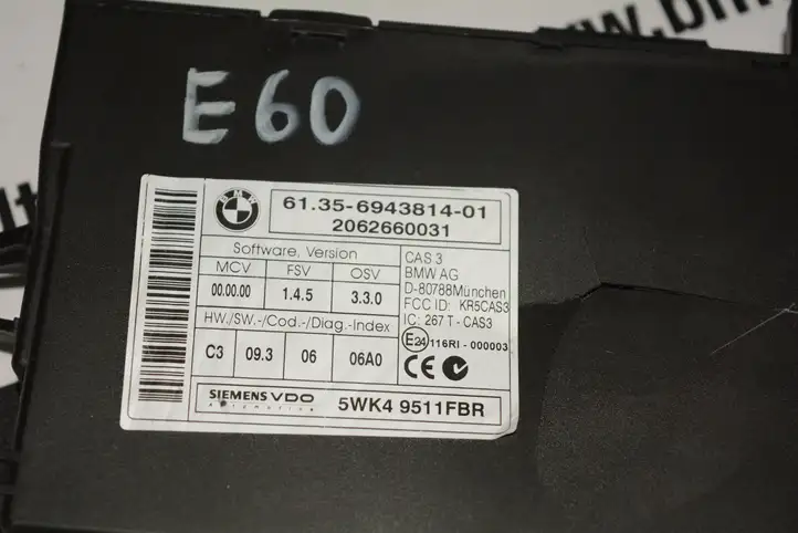 BMW 5 E60 E61 (2004 - 2010)  6943814 Модуль блока управления CAS