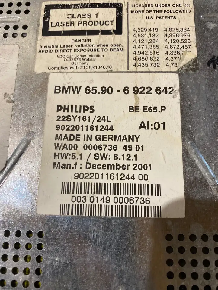 BMW 7 E65 E66 (2001 - 2008) 6922642 Навигационный привод CD/DVD — фото 6