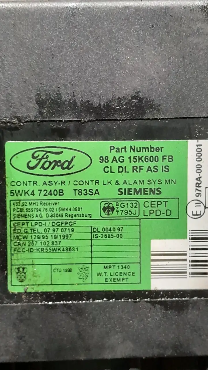 Ford Focus (1998 - 2004) 98AG15K600FB Модуль комфорта — фото 3