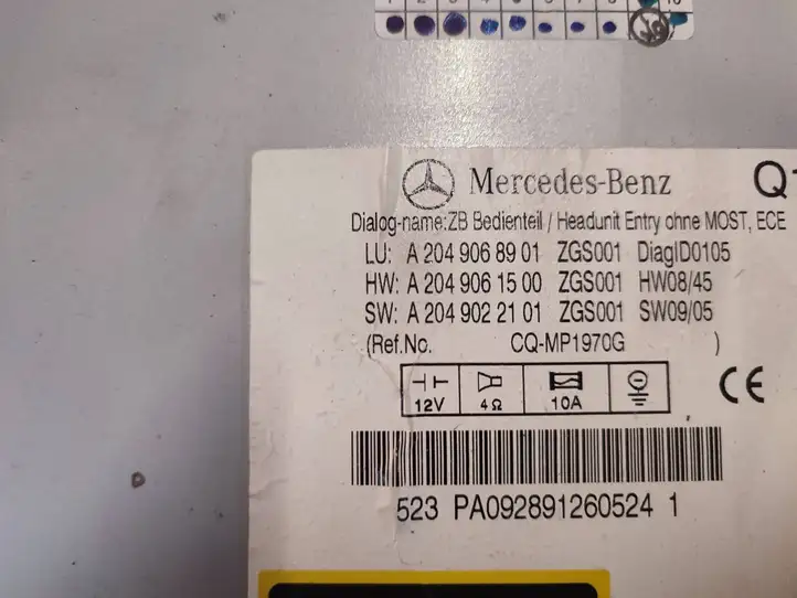 Mercedes-Benz C W204 (2007 - 2014) A2049068901 Магнитола / мультимедийная система — фото 6