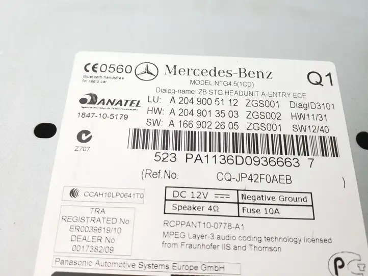 Mercedes-Benz C W204 (2007 - 2014) A2049005112 Магнитола / мультимедийная система — фото 2