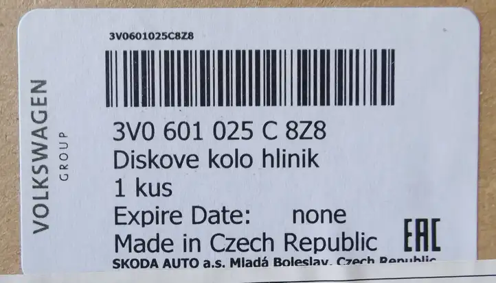 Skoda Superb B8 (3V) (2015 - 2023) 3V0601025C Легкосплавный колесный диск R17 — фото 9